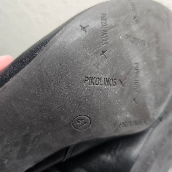 Pikolinos black leather tall knee high heeled boots Women's size 41 - Picture 6 of 7